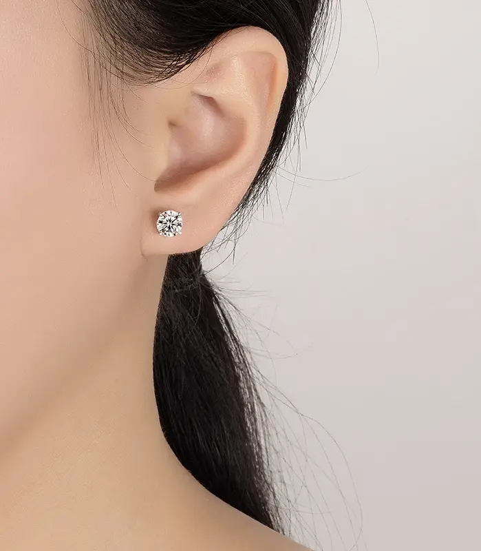 Pendientes de moissanita de 0,2-2 quilates para mujer, pendientes de diamantes de laboratorio de cuatro garras de plata pura S925, regalo de fiesta, joyería de boda 2