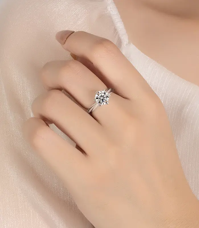 Anillo de moissanita de 1-5CT para mujer, plata pura S925, clásico, seis garras, diamante de laboratorio, certificado GRA, joyería de boda 2
