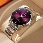Reloj de lujo para hombre, relojes luminosos resistentes al agua de acero inoxidable, reloj deportivo de cuarzo, reloj de pulsera de negocios con fecha para hombre 1
