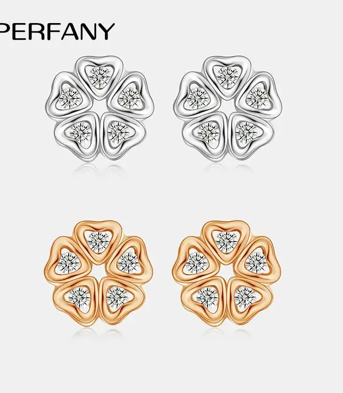 Pendientes de moissanita de 0,25 quilates para mujer, plata pura S925, diseño de pétalos de corazón, joyería de fiesta de moda con diamantes de laboratorio 1