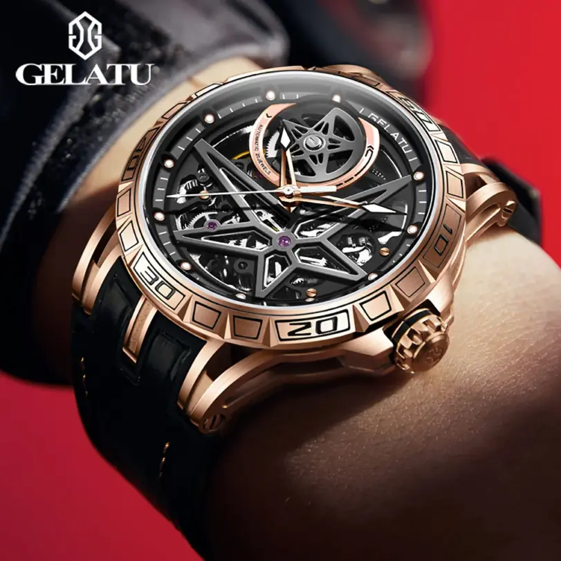 nuevos relojes para hombre, mecánico automático, resistente al agua, Esfera Grande, zafiro, esqueleto luminoso, reloj de pulsera para hombre, Montre Homme 3