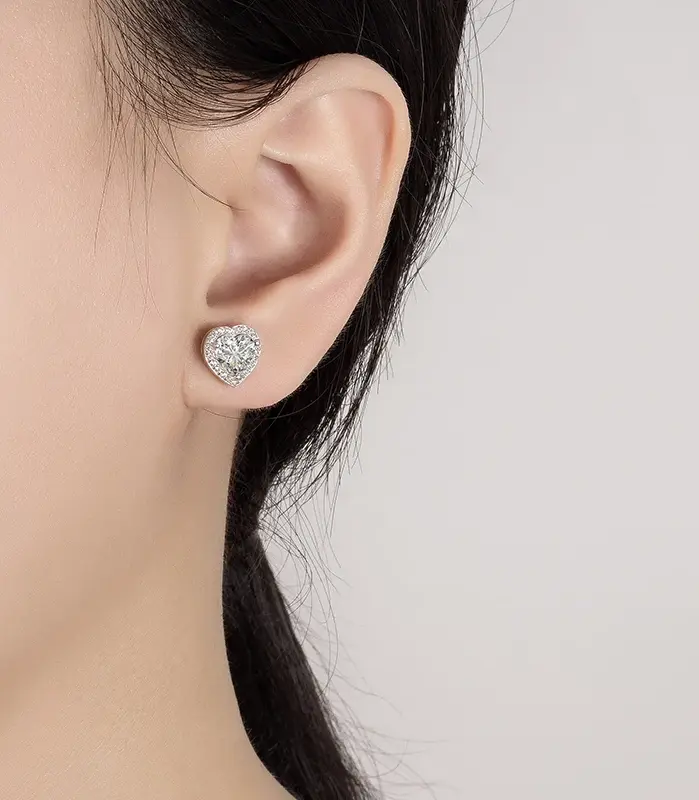 Pendientes de moissanita de corte en forma de corazón 0.5CT-2CT para mujer, pendientes de diamantes de imitación de plata pura S925, joyería de moda 2