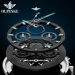 Marca reloj mecánico automático para hombre, reloj calendario con esfera grande hueca de 42mm, correa de acero de tungsteno, relojes originales para hombre 3233 2