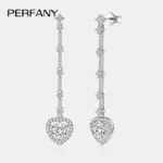 pendientes de gota de moissanita de 1CT para mujer, aretes largos de plata pura S925 con forma de corazón de laboratorio, joyería de fiesta de lujo 5
