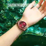 relojes para mujer, moda de oro rosa, acero inoxidable, reloj de pulsera de cuarzo resistente al agua, regalo romántico para novia 5