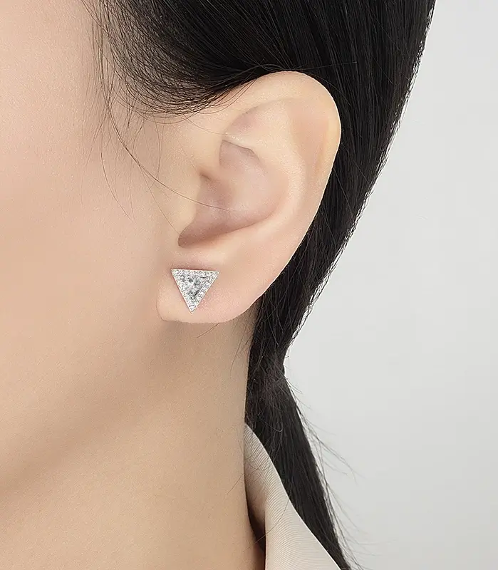 Pendientes de moissanita de corte Triangular de 0,5 quilates para mujer, joyería de boda de diamante para cultivar laboratorio de plata pura S925 2