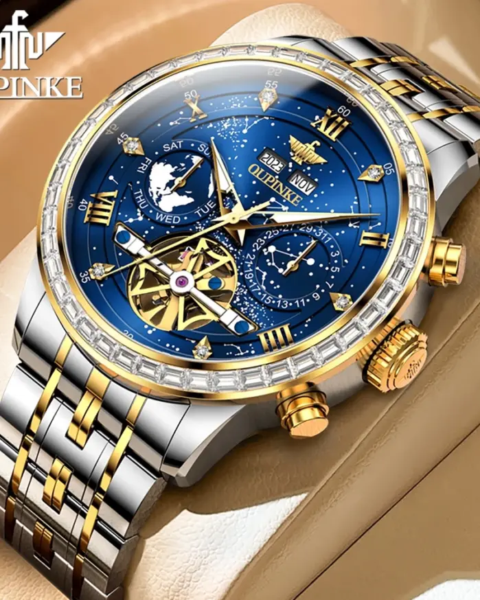 Reloj de pulsera para hombre, accesorio Masculino con mecanismo automático de Tourbillon, cristal de zafiro, calendario perpetuo, marca de lujo 1