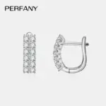 pendientes de aro de moissanita para mujer, 100% de plata pura, doble fila de diamantes brillantes, elegante regalo de joyería de moda, 0,72 quilates 5