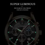 nuevos relojes de moda para hombres de cuero negro resistente al agua parte superior luminosa marca de lujo reloj de pulsera de cuarzo reloj militar 4