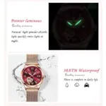 Reloj de malla de acero inoxidable para mujer, Accesorio luminoso de lujo, resistente al agua, de cuarzo, color oro rosa, 2022 2