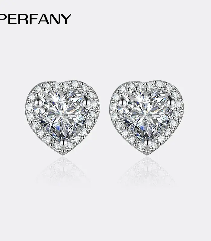 Pendientes de moissanita de corte en forma de corazón 0.5CT-2CT para mujer, pendientes de diamantes de imitación de plata pura S925, joyería de moda 1