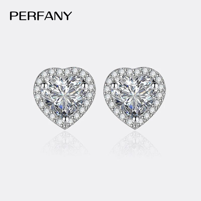 Pendientes de moissanita de corte en forma de corazón 0.5CT-2CT para mujer, pendientes de diamantes de imitación de plata pura S925, joyería de moda 1 Pendientes de moissanita de corte en forma de corazón 0.5CT-2CT para mujer, pendientes de diamantes de imitación de plata pura S925, joyería de moda 1