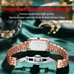 Reloj para mujer, relojes de cuarzo cuadrados con esfera verde de diamante de lujo a la moda, reloj de pulsera resistente al agua de acero inoxidable para mujer, regalo 4