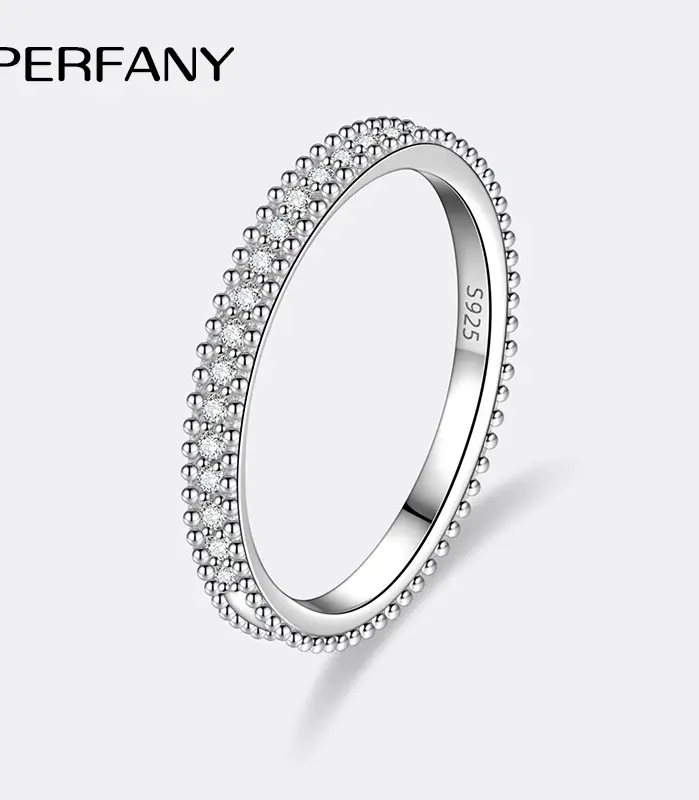 Anillo de moissanita para mujer, plata pura S925 brillante, anillo apilable de diamante de laboratorio GRA, joyería de boda de moda 1