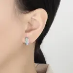 pendientes de aro de moissanita con corte esmeralda para mujer, 100% de plata pura, rectangulares, con diamantes de laboratorio, joyería de lujo para boda 2 pendientes de aro de moissanita con corte esmeralda para mujer, 100% de plata pura, rectangulares, con diamantes de laboratorio, joyería de lujo para boda 2