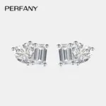pendientes de tuerca de moissanita con corte de Esmeralda radiante para mujer, joyería de boda de moda con diamantes de laboratorio de corazón de plata pura S925 1