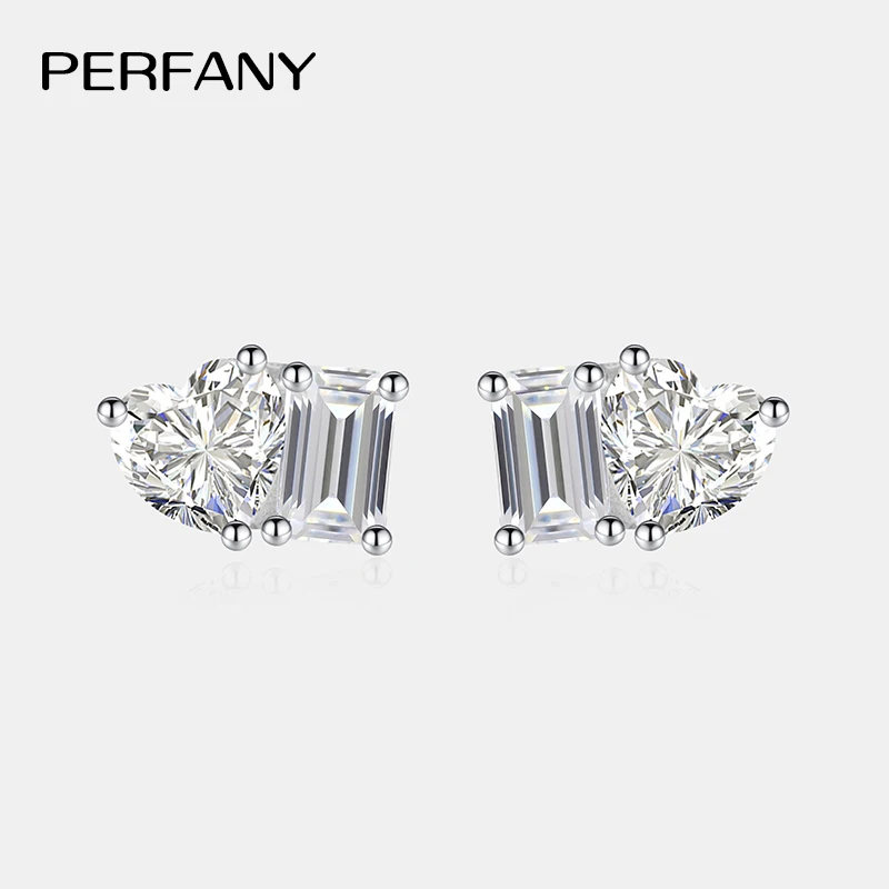pendientes de tuerca de moissanita con corte de Esmeralda radiante para mujer, joyería de boda de moda con diamantes de laboratorio de corazón de plata pura S925 1 pendientes de tuerca de moissanita con corte de Esmeralda radiante para mujer, joyería de boda de moda con diamantes de laboratorio de corazón de plata pura S925 1