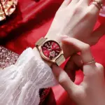 Reloj de malla de acero inoxidable para mujer, Accesorio luminoso de lujo, resistente al agua, de cuarzo, color oro rosa, 2022 4