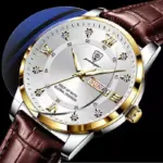 POEDAGAR-relojes ultrafinos para hombre, pulsera de cuero de alta calidad, de lujo, resistente al agua, luminoso, con fecha, informal de negocios 5