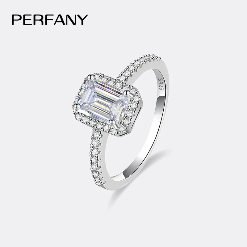 Anillo de moissanita de 1/2CT para mujer, plata pura S925, Esmeralda/corte radiante, diamante de laboratorio GRA, joyería de lujo para boda 1 Anillo de moissanita de 1/2CT para mujer, plata pura S925, Esmeralda/corte radiante, diamante de laboratorio GRA, joyería de lujo para boda 1