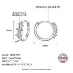 pendientes de moissanita para mujer, S925 plata pura, temperamento de diamante de laboratorio, joyería de boda de moda, 0,72 CT 3 pendientes de moissanita para mujer, S925 plata pura, temperamento de diamante de laboratorio, joyería de boda de moda, 0,72 CT 3
