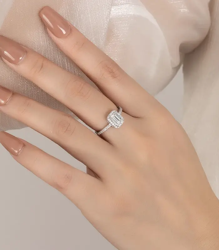Anillo de moissanita de 1/2CT para mujer, plata pura S925, Esmeralda/corte radiante, diamante de laboratorio GRA, joyería de lujo para boda 2