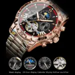 reloj mecánico automático de lujo para hombre, Tourbillon hueco, resistente al agua, luminoso, fecha, semana, relojes de acero inoxidable para hombre 4