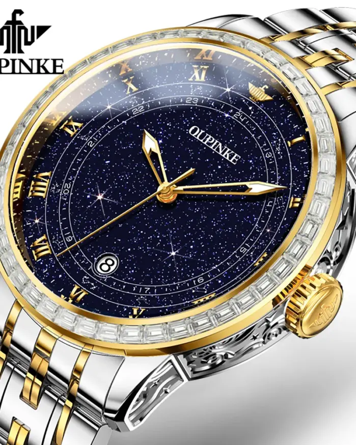 reloj mecánico automático para hombre, diseño de estrella y diamante, reloj de pulsera luminoso resistente al agua para hombre, reloj de lujo 3203 para hombre 1