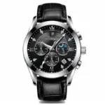 nuevos relojes de moda para hombres de cuero negro resistente al agua parte superior luminosa marca de lujo reloj de pulsera de cuarzo reloj militar 6