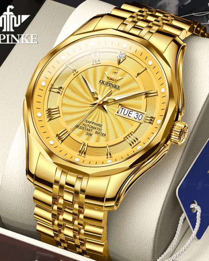 reloj mecánico automático de diamante Real para hombre, marca superior suiza, espejo de cristal de zafiro de lujo, calendario resistente al agua luminoso 1