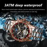 reloj mecánico automático de lujo para hombre, Tourbillon hueco, resistente al agua, luminoso, fecha, semana, relojes de acero inoxidable para hombre 2