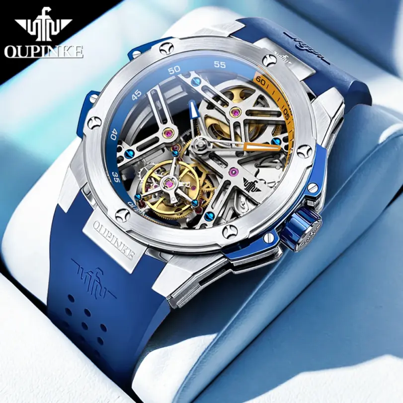 Real Tourbillon Reloj hombres marca automática mecánica hueco Original impermeable silicona luminosa zafiro Reloj Hombres 1 Real Tourbillon Reloj hombres marca automática mecánica hueco Original impermeable silicona luminosa zafiro Reloj Hombres 1