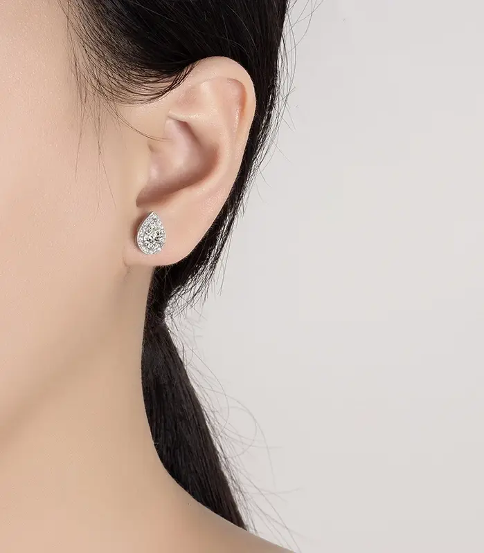 Pendientes de moissanita de 1CT para mujer, pendientes de plata pura S925 con corte de gotas de agua, pendientes de diamantes de laboratorio, joyería de lujo 2