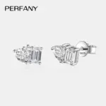 pendientes de tuerca de moissanita con corte de Esmeralda radiante para mujer, joyería de boda de moda con diamantes de laboratorio de corazón de plata pura S925 4