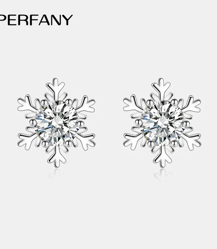0,3-1CT pendientes de moissanita para mujer S925 plata pura diseño de copo de nieve diamante de laboratorio joyería elegante de moda 1
