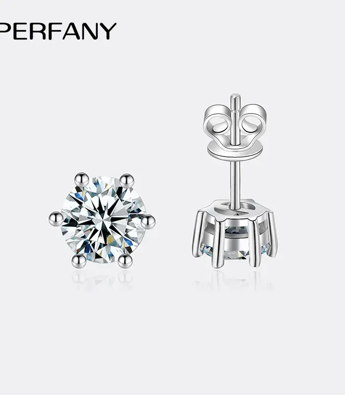 Pendientes de moissanita de 0,2-2 quilates para mujer, plata pura S925, joyería clásica de boda con diamantes de laboratorio brillantes de seis garras 1
