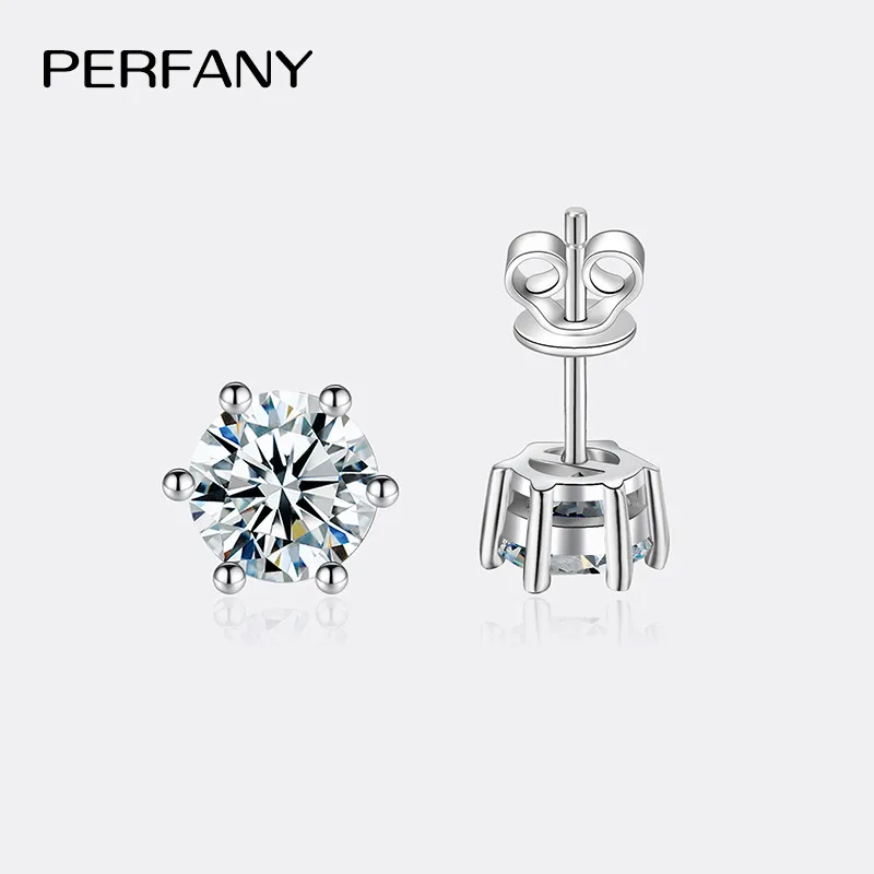 Pendientes de moissanita de 0,2-2 quilates para mujer, plata pura S925, joyería clásica de boda con diamantes de laboratorio brillantes de seis garras 1 Pendientes de moissanita de 0,2-2 quilates para mujer, plata pura S925, joyería clásica de boda con diamantes de laboratorio brillantes de seis garras 1