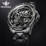 Reloj de pulsera de acero de tungsteno para hombre, cronógrafo de marca de lujo, resistente al agua, automático, mecánico, luminoso, hueco, negro 3 Reloj de pulsera de acero de tungsteno para hombre, cronógrafo de marca de lujo, resistente al agua, automático, mecánico, luminoso, hueco, negro 3