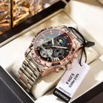 reloj mecánico automático de lujo para hombre, Tourbillon hueco, resistente al agua, luminoso, fecha, semana, relojes de acero inoxidable para hombre 1