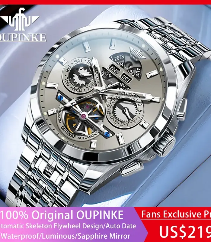 reloj mecánico automático para hombre, cronógrafo de pulsera multifunción, de lujo, clásico, de negocios, luminoso, Original, nuevo 1
