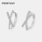 pendientes de aro de moissanita para mujer, 0,28 CT, plata pura S925, diseño cruzado, diamante de laboratorio, joyería de moda, regalo de fiesta 1