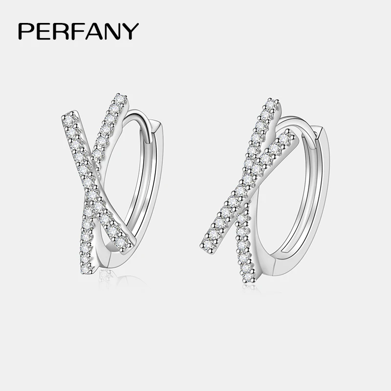 pendientes de aro de moissanita para mujer, 0,28 CT, plata pura S925, diseño cruzado, diamante de laboratorio, joyería de moda, regalo de fiesta 1 pendientes de aro de moissanita para mujer, 0,28 CT, plata pura S925, diseño cruzado, diamante de laboratorio, joyería de moda, regalo de fiesta 1