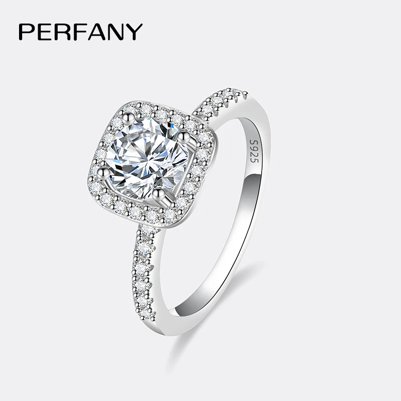 Anillo de moissanita 0,5/1/2CT para mujer, anillo de boda cuadrado de cuatro garras de plata pura S925, joyería de boda de moda 1 Anillo de moissanita 0,5/1/2CT para mujer, anillo de boda cuadrado de cuatro garras de plata pura S925, joyería de boda de moda 1