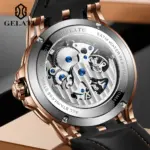 Relojes mecánicos para hombre, correa de silicona de cuero, reloj de pulsera de zafiro ahuecado 3D luminoso automático de marca de lujo a la moda 4