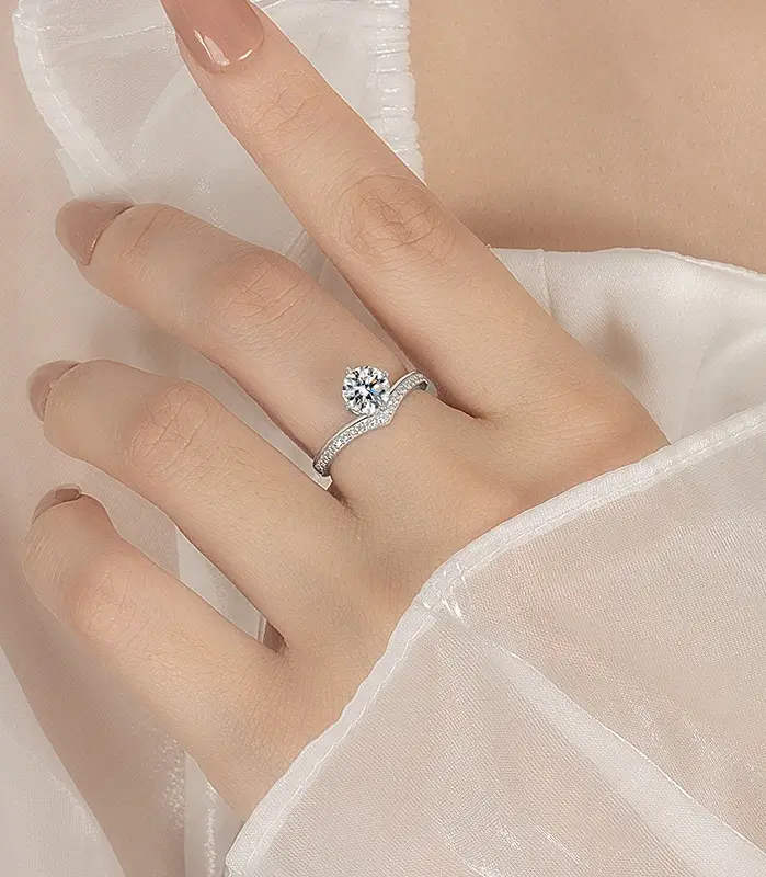 Anillo de moissanita de 0,5-2CT para mujer, diseño de corona de plata pura S925, Diamante de laboratorio, joyería de lujo para boda 2