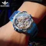 Real Tourbillon Reloj hombres marca automática mecánica hueco Original impermeable silicona luminosa zafiro Reloj Hombres 3