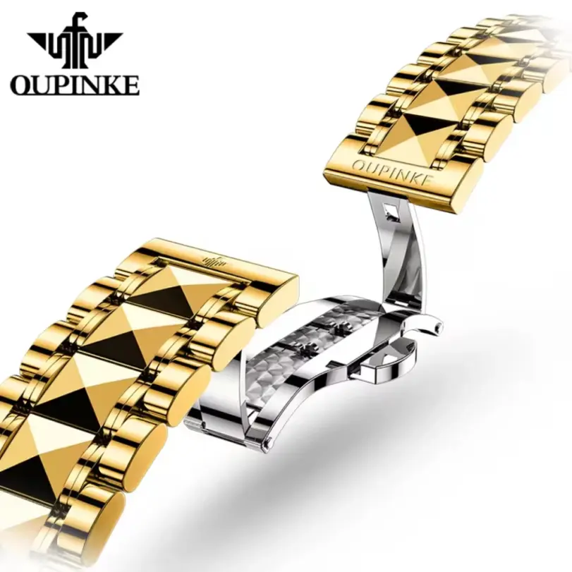 marca suiza reloj mecánico automático hombres de lujo oro Real diamante Real espejo de zafiro reloj de pulsera luminoso 3226 6