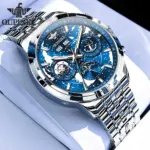 Reloj de pulsera mecánico automático para hombre, cronógrafo con esfera de cielo estrellado, resistente al agua, fase lunar, calendario, semana, lujo, clásico, luminoso 2