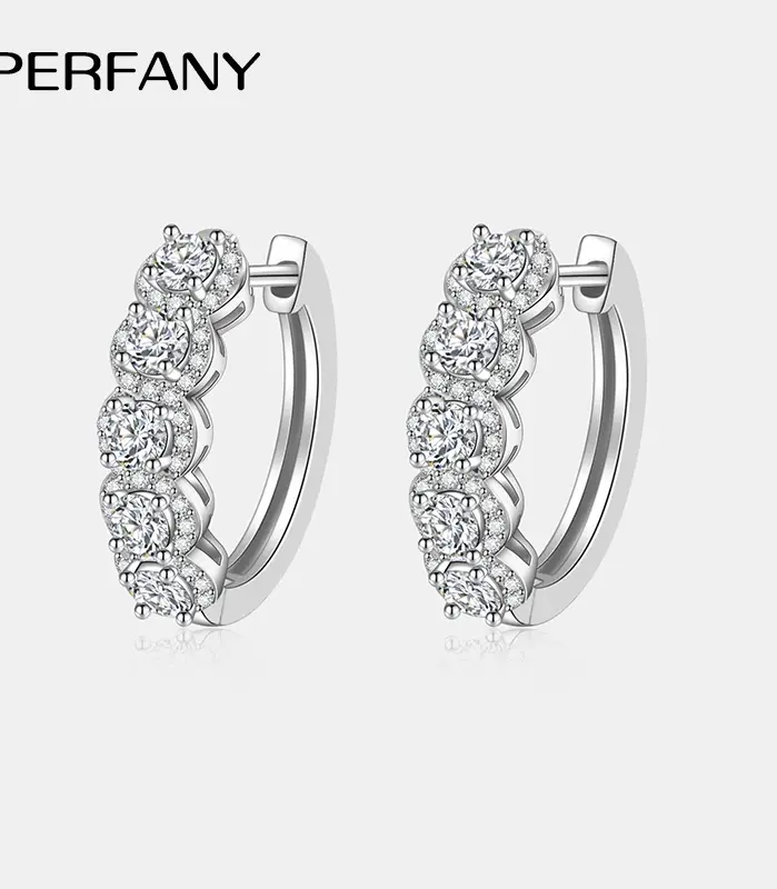 pendientes de aro de moissanita para mujer, 100% de plata pura, diamante de laboratorio, elegante, alta joyería, regalo de fiesta 1