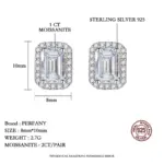 pendientes de moissanita con esmeralda/corte de radiación para mujer, joyería de boda de diamante de imitación Rectangular de plata pura S925, 2 quilates 3 pendientes de moissanita con esmeralda/corte de radiación para mujer, joyería de boda de diamante de imitación Rectangular de plata pura S925, 2 quilates 3